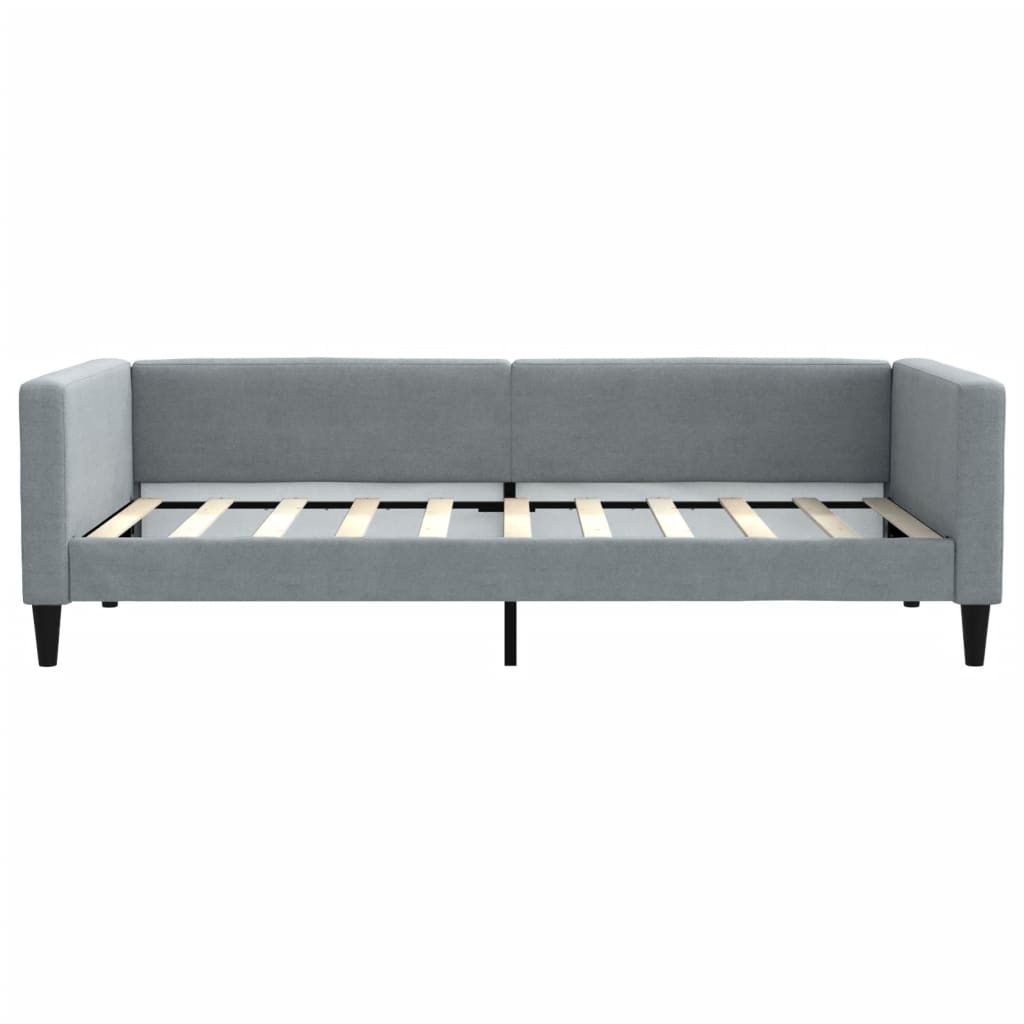 Sofá-cama com colchão 90x190 cm tecido cinzento-claro