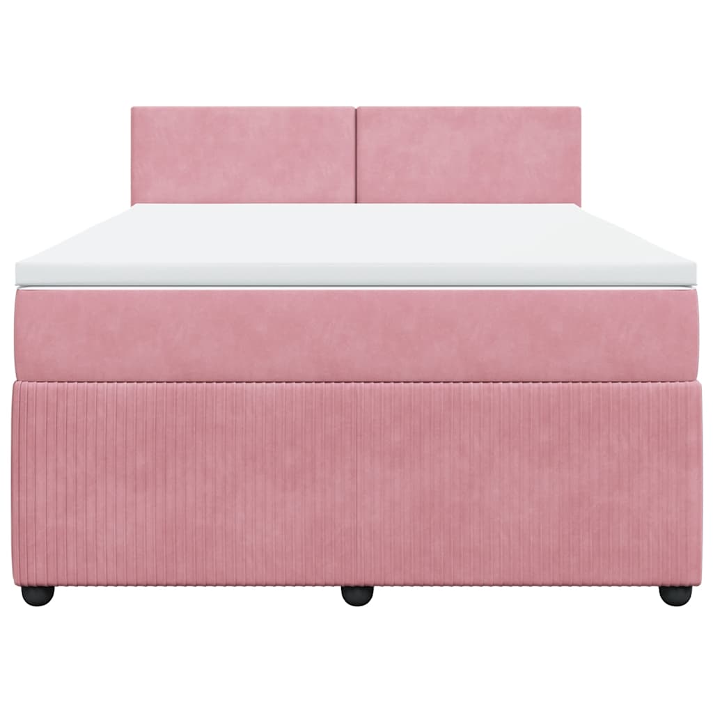 Cama com molas/colchão 160x200 cm veludo rosa