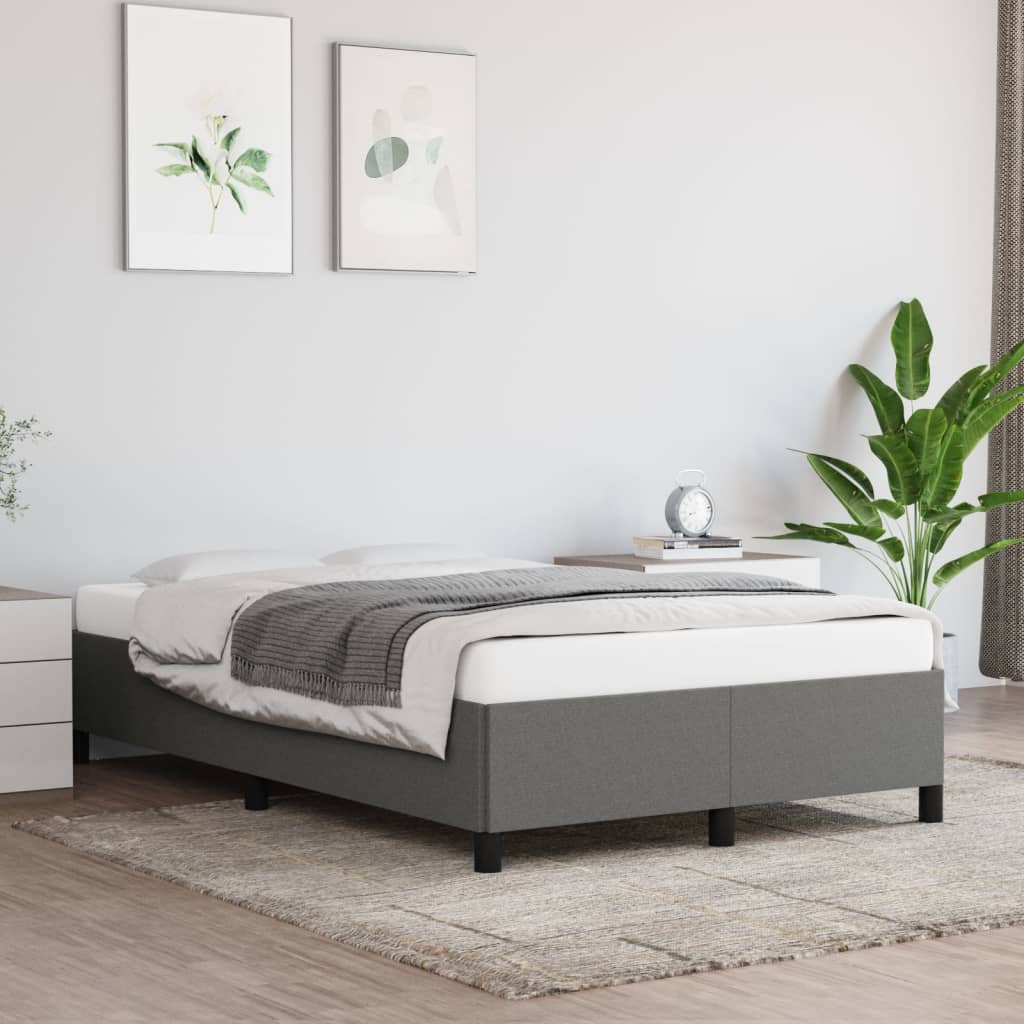 Estrutura de cama sem colchão 120x200 cm tecido cinzento-escuro