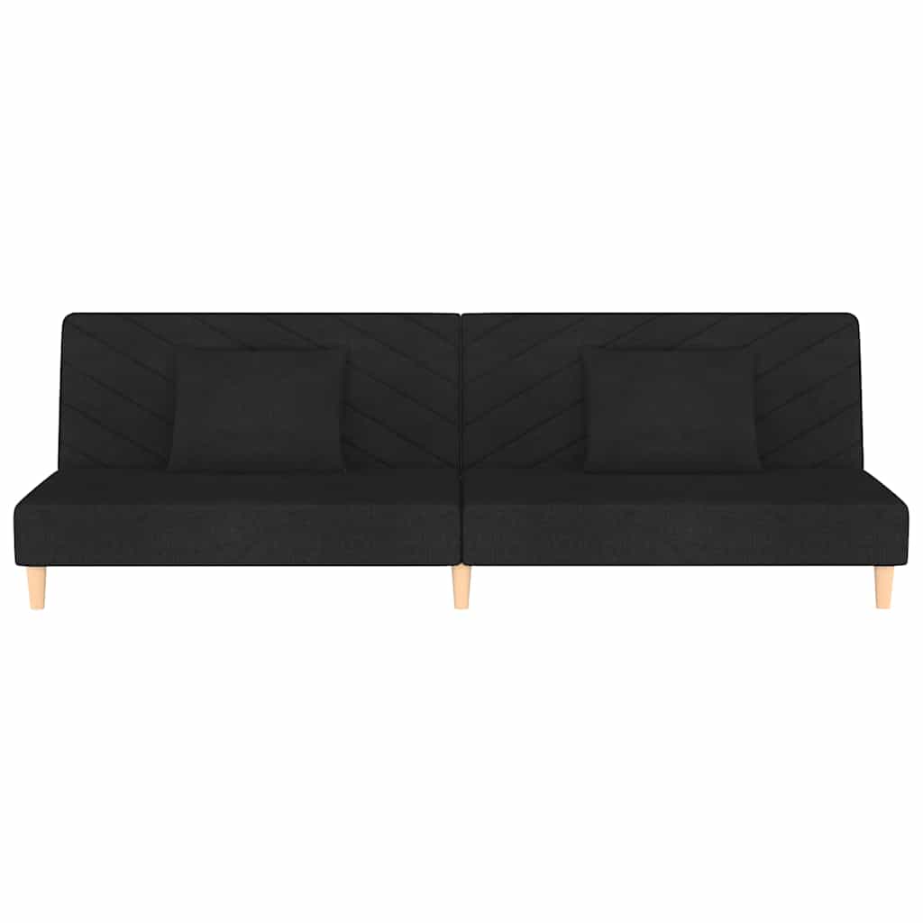 Sofá-cama 2 lugares com duas almofadas tecido preto