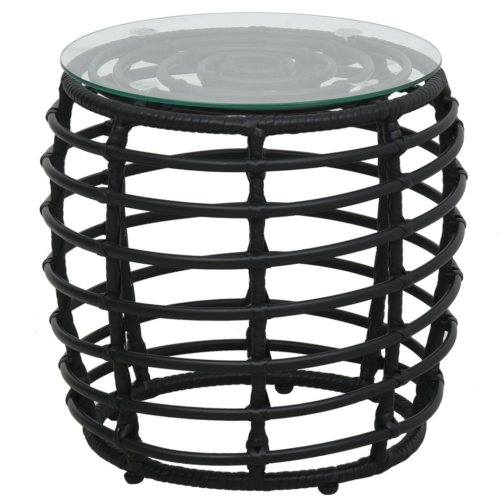3 Pcs conjunto bistrô vime PE preto