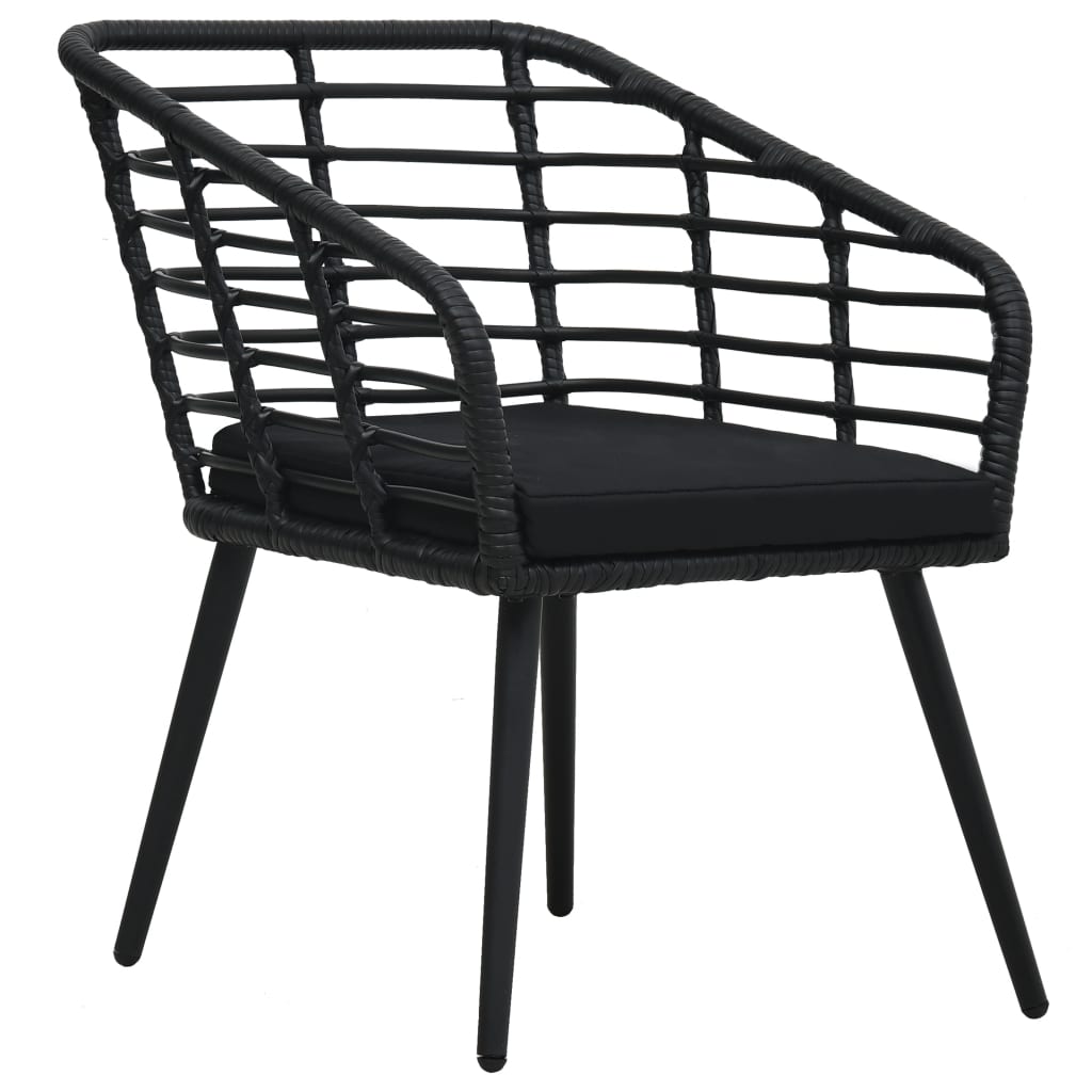 3 Pcs conjunto bistrô vime PE preto