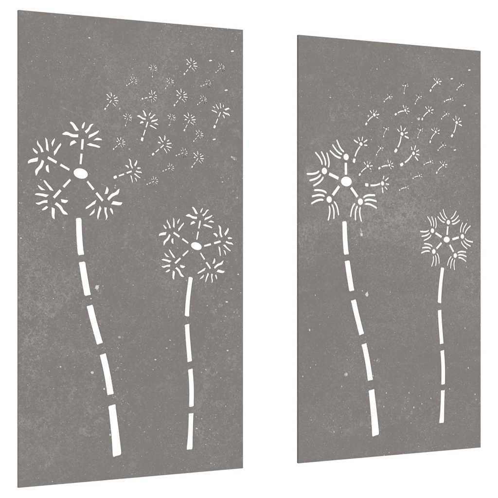 Decorações p/ muro de jardim 2 pcs aço corten design flores