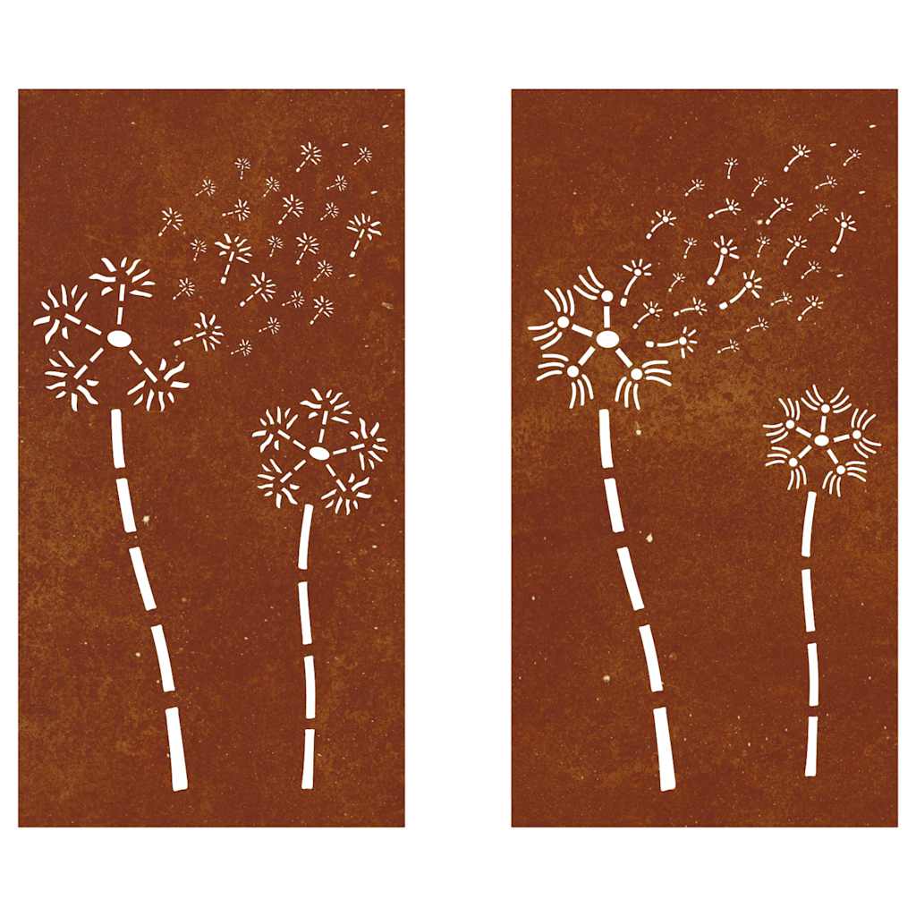 Decorações p/ muro de jardim 2 pcs aço corten design flores
