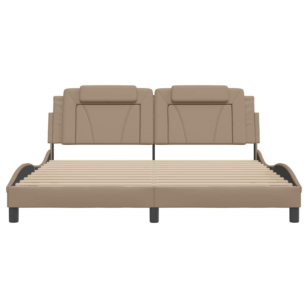 Estrutura de cama viana sem colchão 180x200 cm couro artificial cappuccino