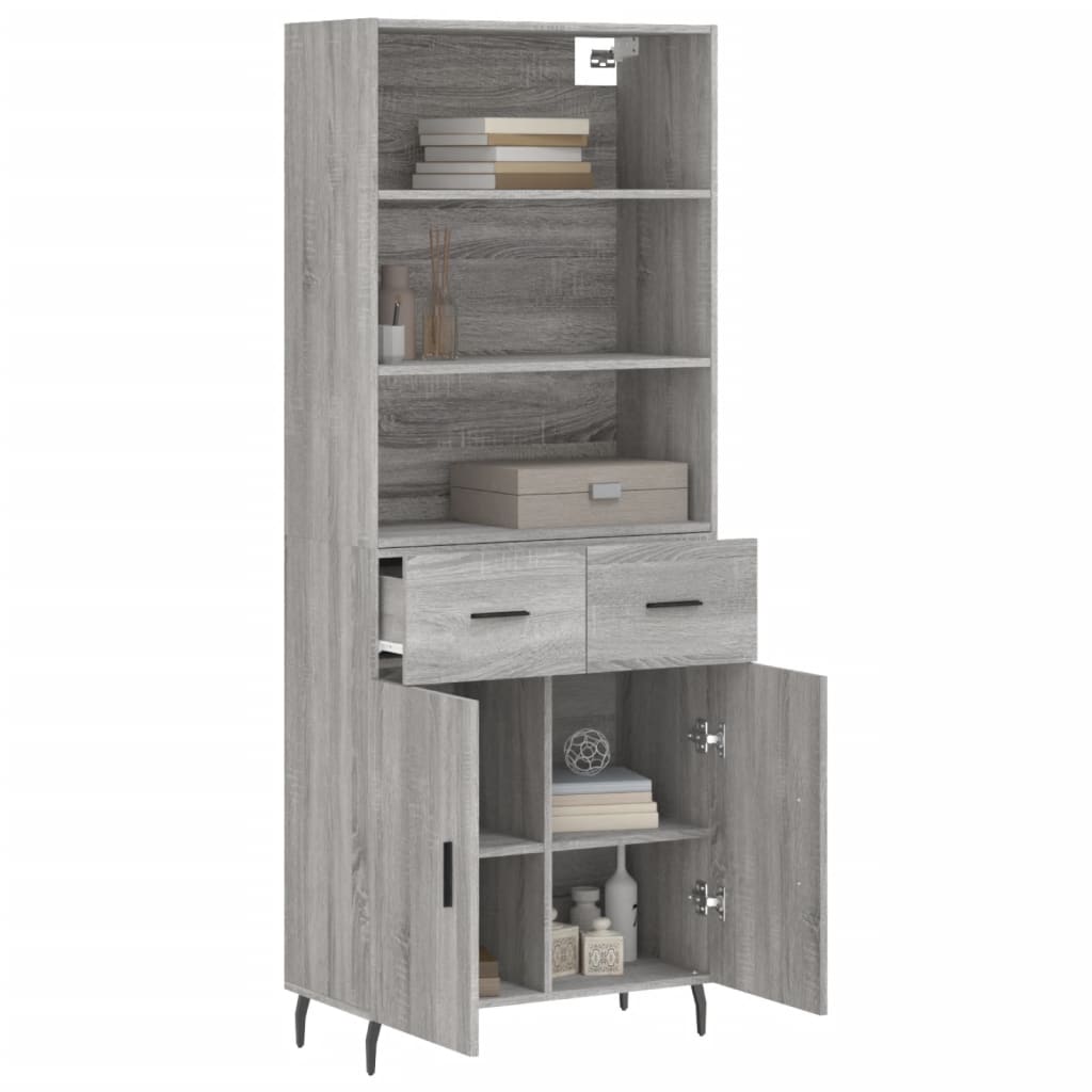 Armário alto 69,5x34x180 cm derivados de madeira sonoma cinza