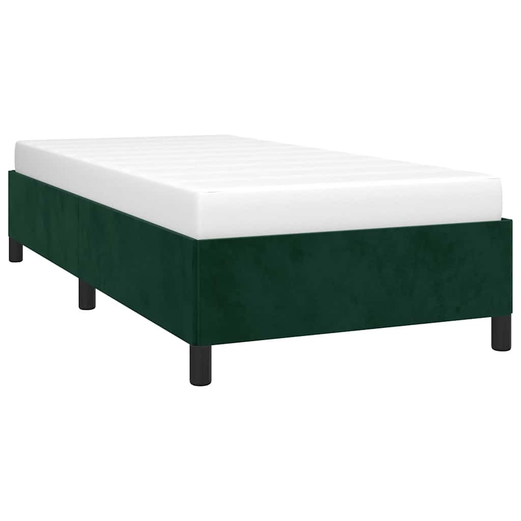 Estrutura de cama sem colchão 80x200 cm veludo verde-escuro