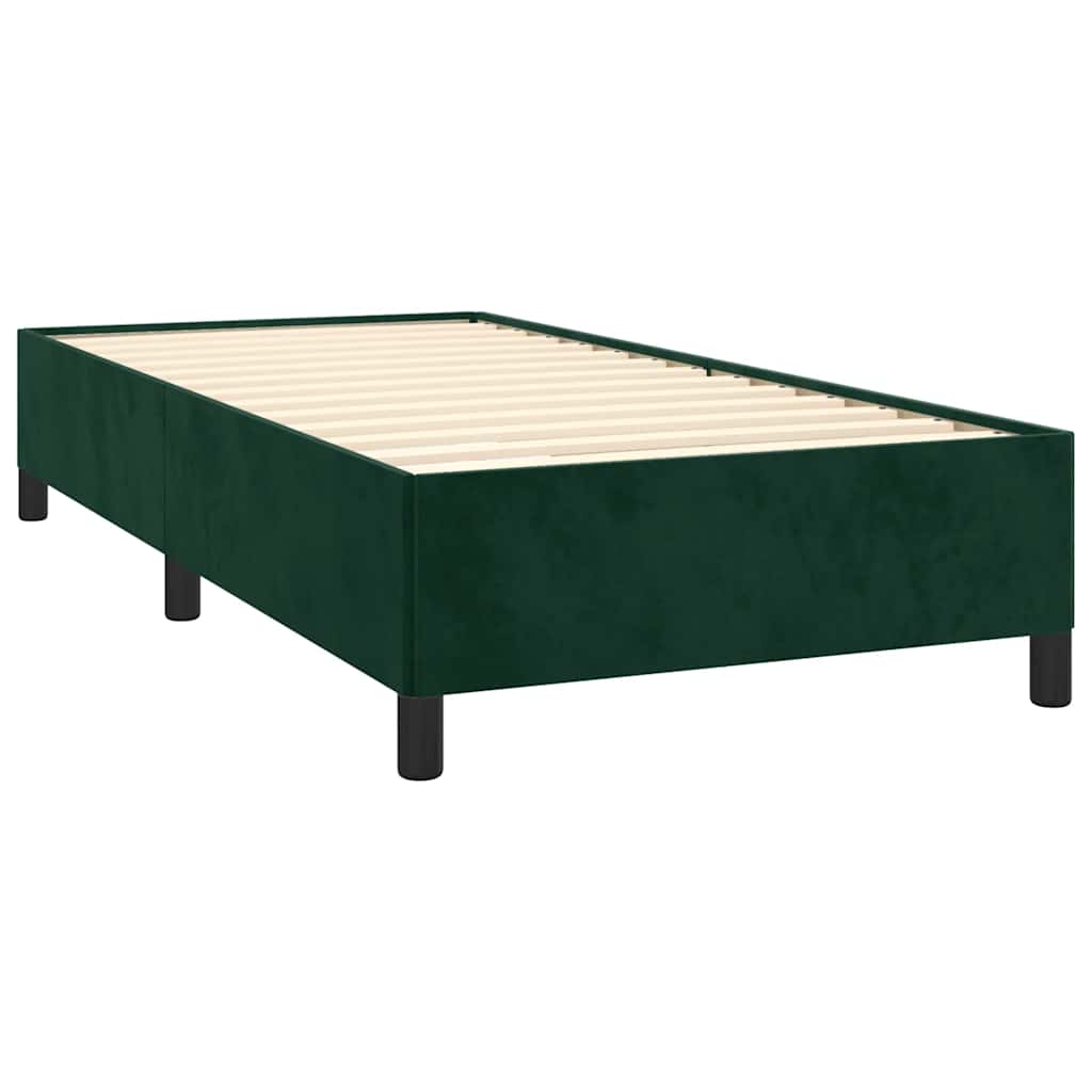 Estrutura de cama sem colchão 80x200 cm veludo verde-escuro