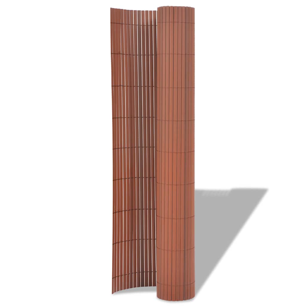 Cerca de jardim dupla face PVC 90x300 cm castanho