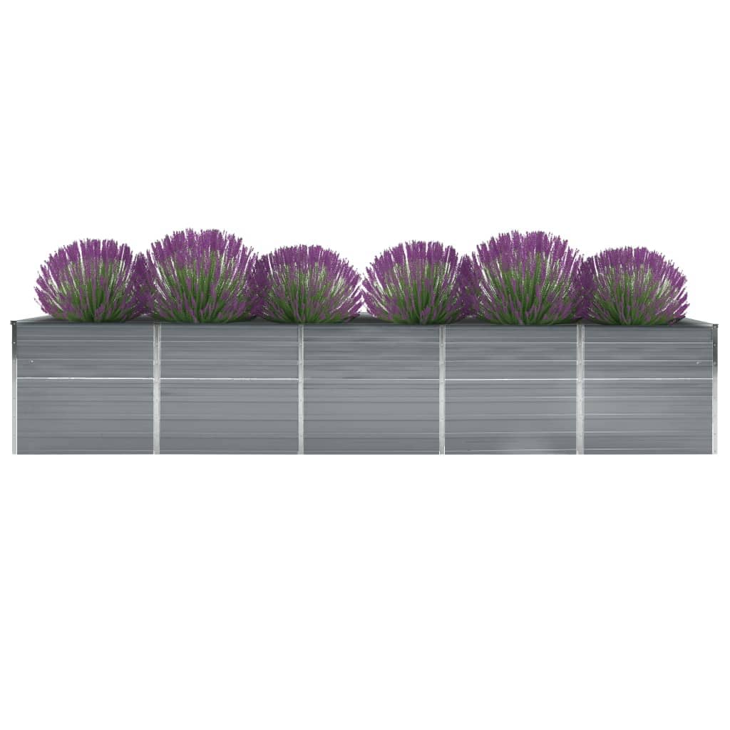 Canteiro elevado de jardim 400x80x77cm aço galvanizado cinzento