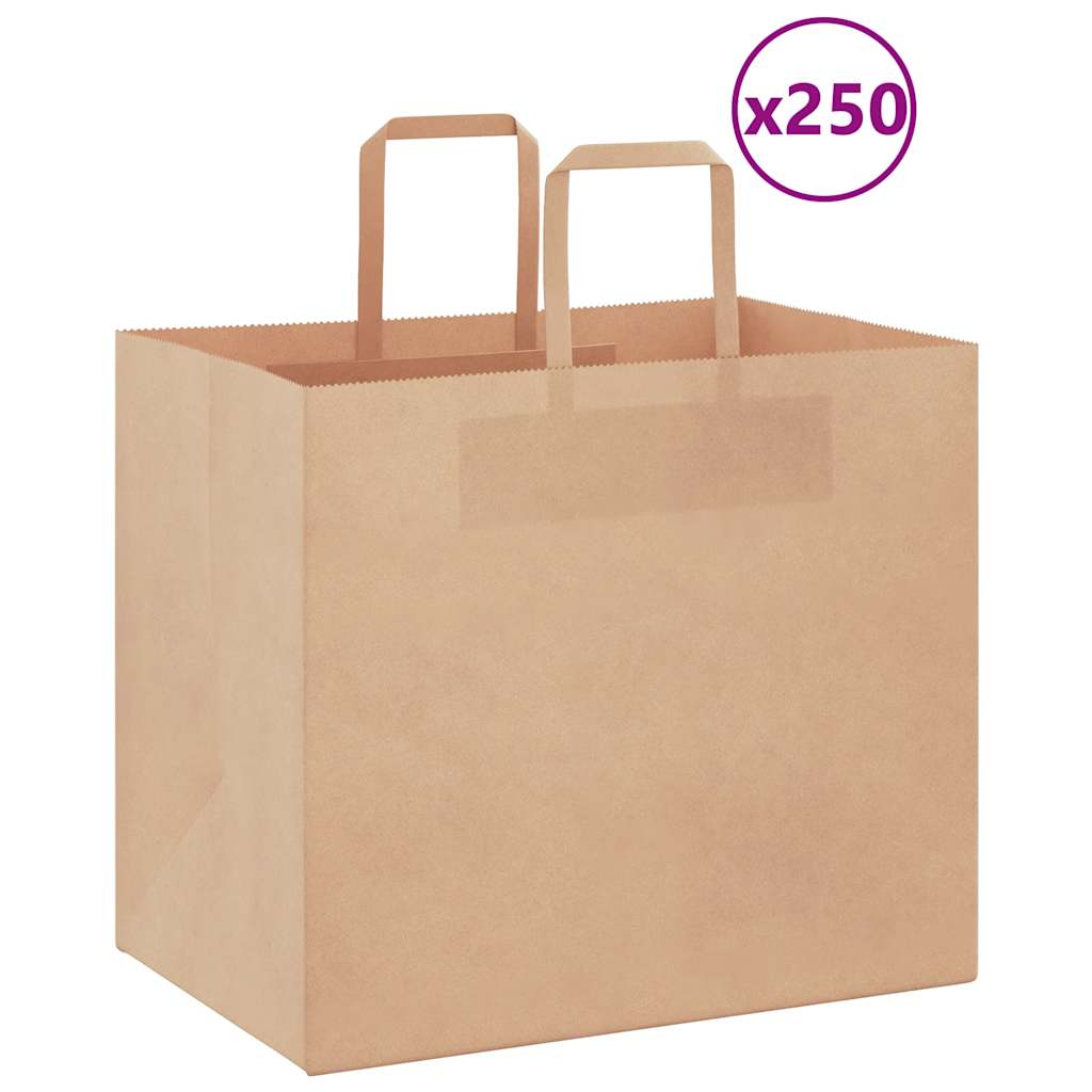 Sacos de papel 250 unid com alças castanho 32x22x28 cm