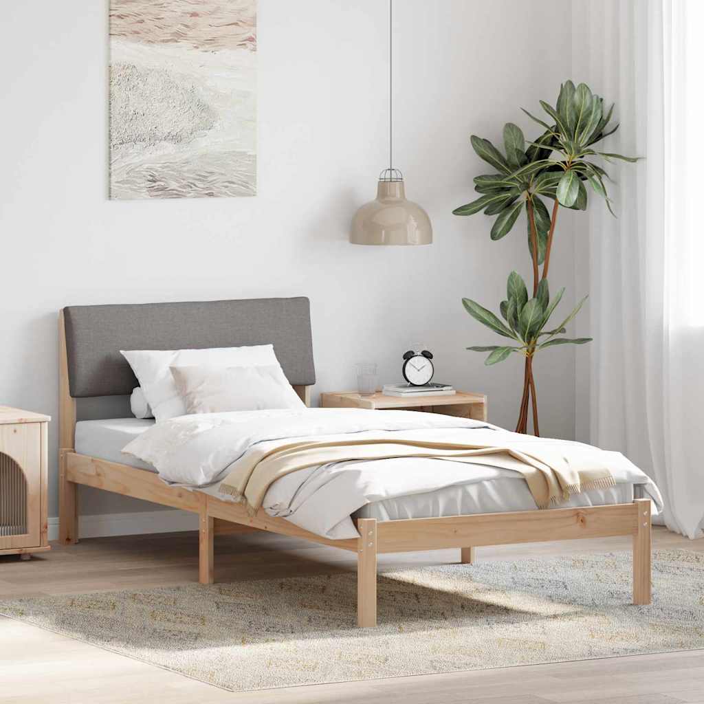 Estrutura da cama com cabeceira marrom e taupe 100 x 200 cm