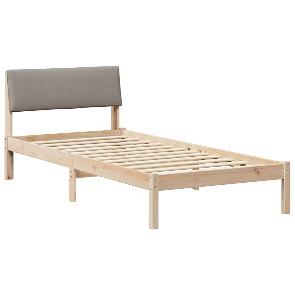 Estrutura da cama com cabeceira marrom e taupe 100 x 200 cm