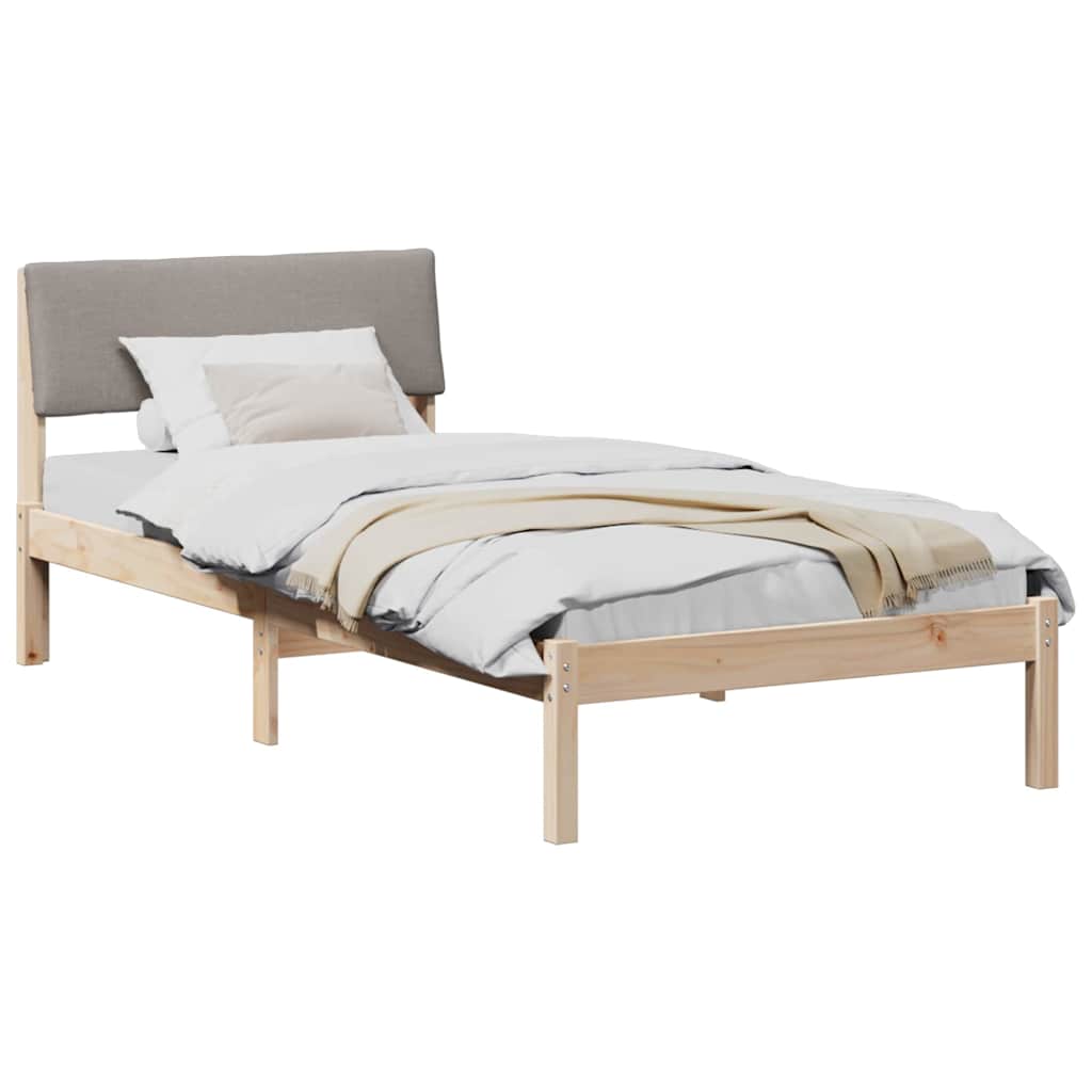 Estrutura da cama com cabeceira marrom e taupe 100 x 200 cm