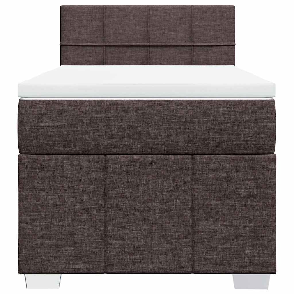 Cama com molas/colchão 90x200 cm tecido castanho-escuro
