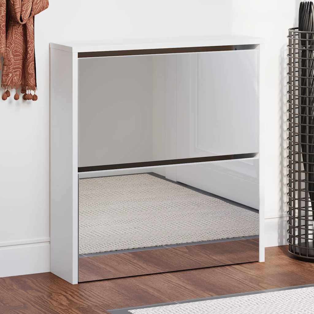 Sapateira de 2 divisórias com espelho 63x17x67cm branco