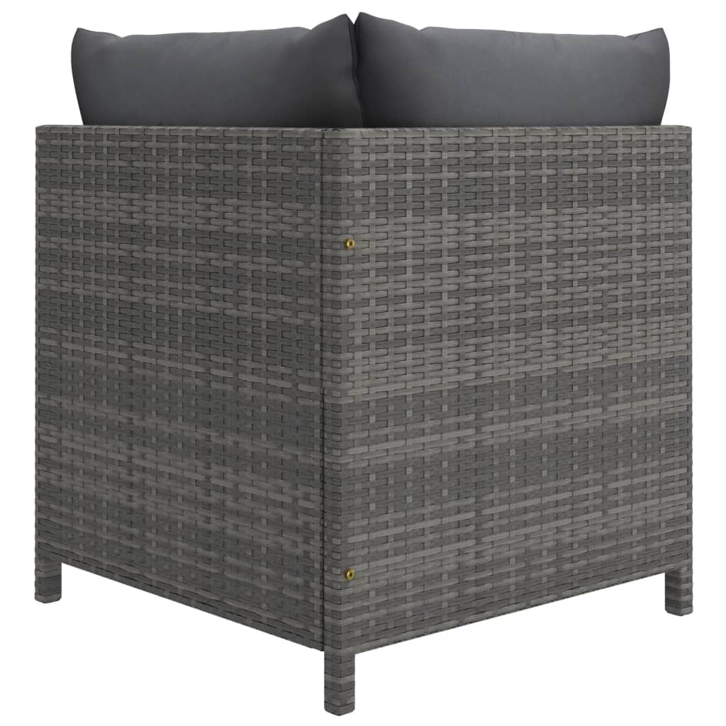 9 Pcs conjunto lounge de jardim c/ almofadões vime PE cinzento
