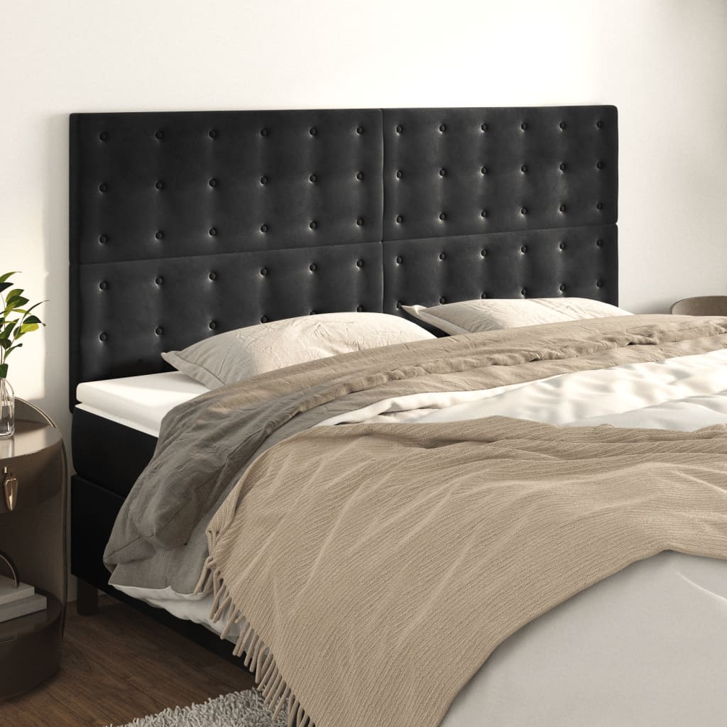 Cabeceira preta 200x5x118/128 cm veludo