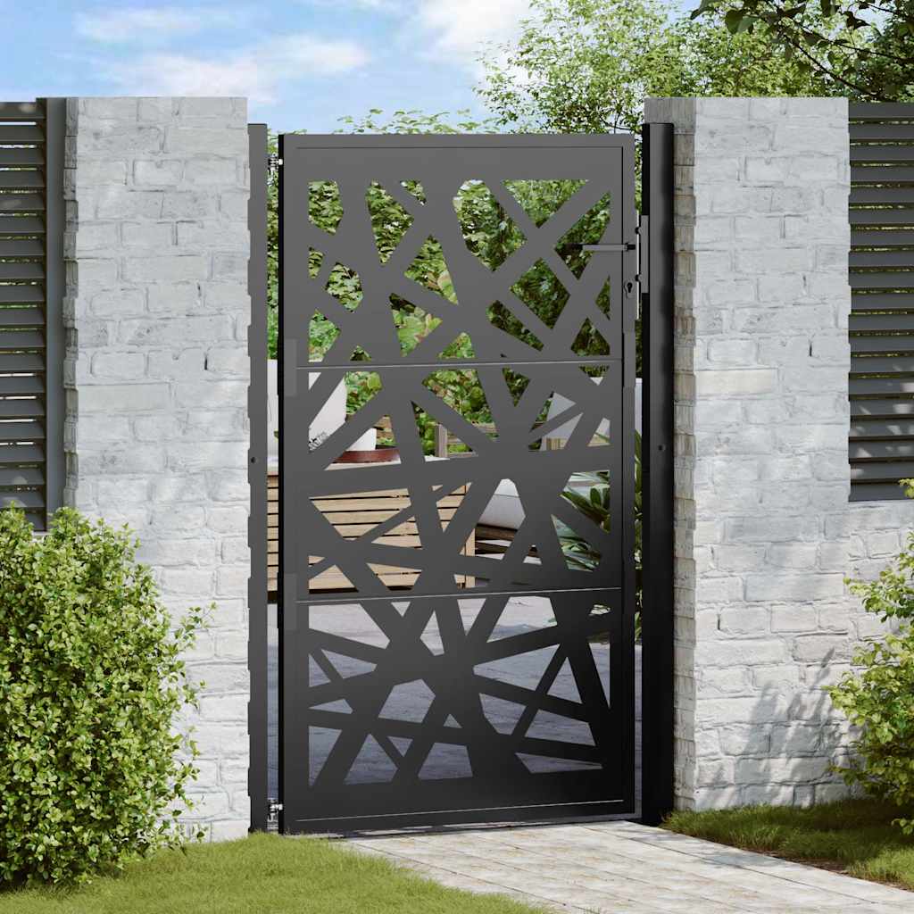 Portão de jardim preto 100x150 cm aço design leve