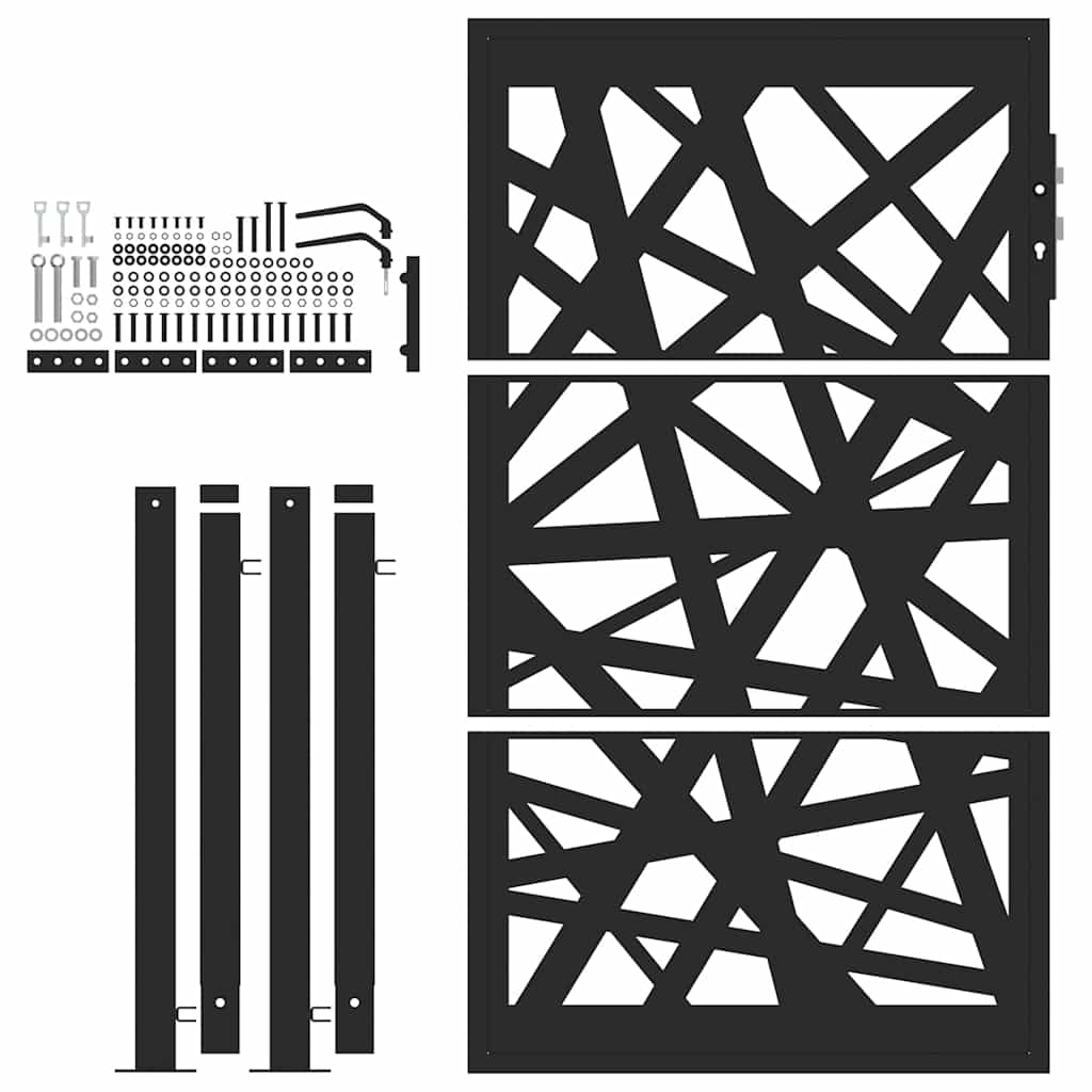 Portão de jardim preto 100x150 cm aço design leve
