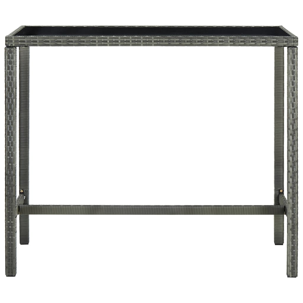 7 Pcs conjunto de bar p/ jardim c/ almofadões vime PE cinzento