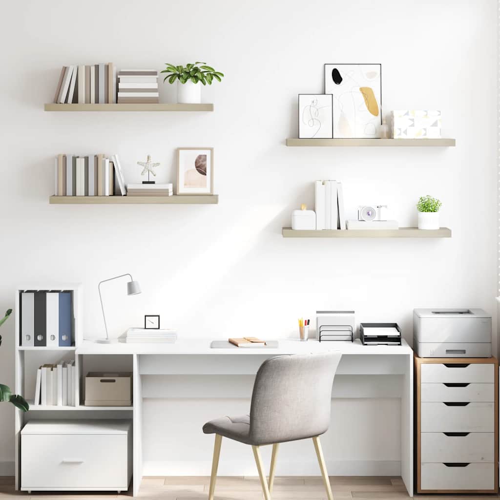Prateleiras parede suspensas 4 pcs 90x23,5x3,8cm MDF carvalho