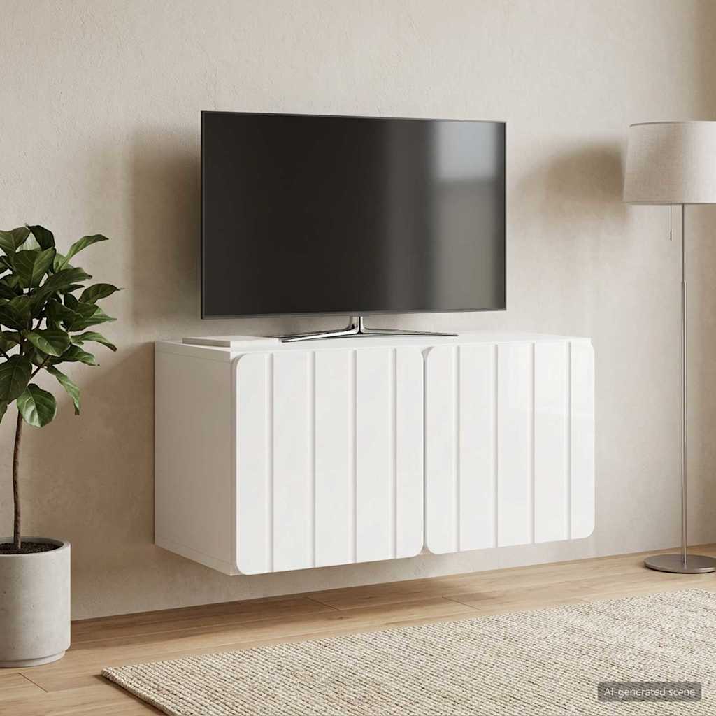 Gabinete de TV de parede 59,5 x 31 x 30 cm branco brilhante