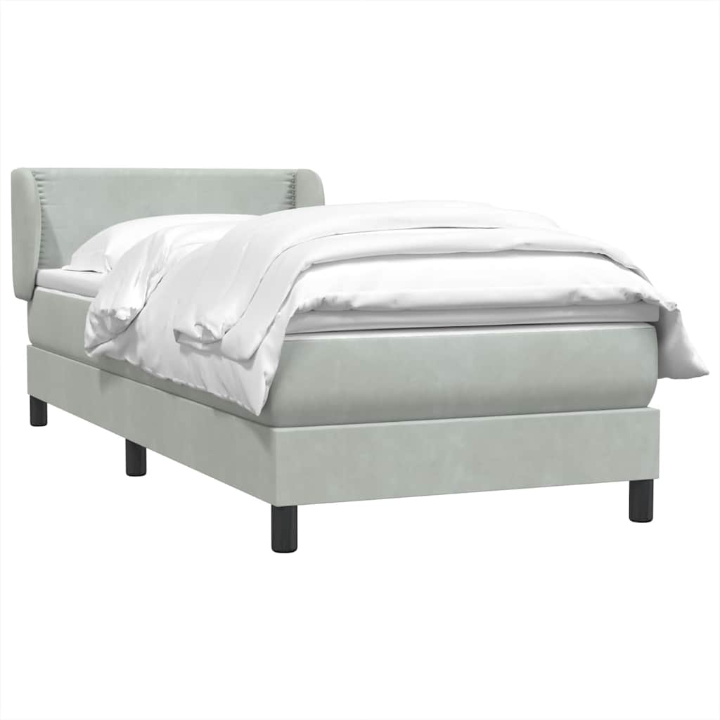 Cama com molas/colchão cinzento-claro 80x220 cm veludo