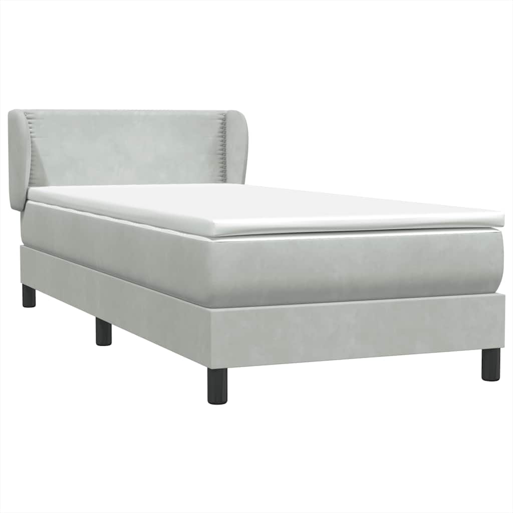 Cama com molas/colchão cinzento-claro 80x220 cm veludo