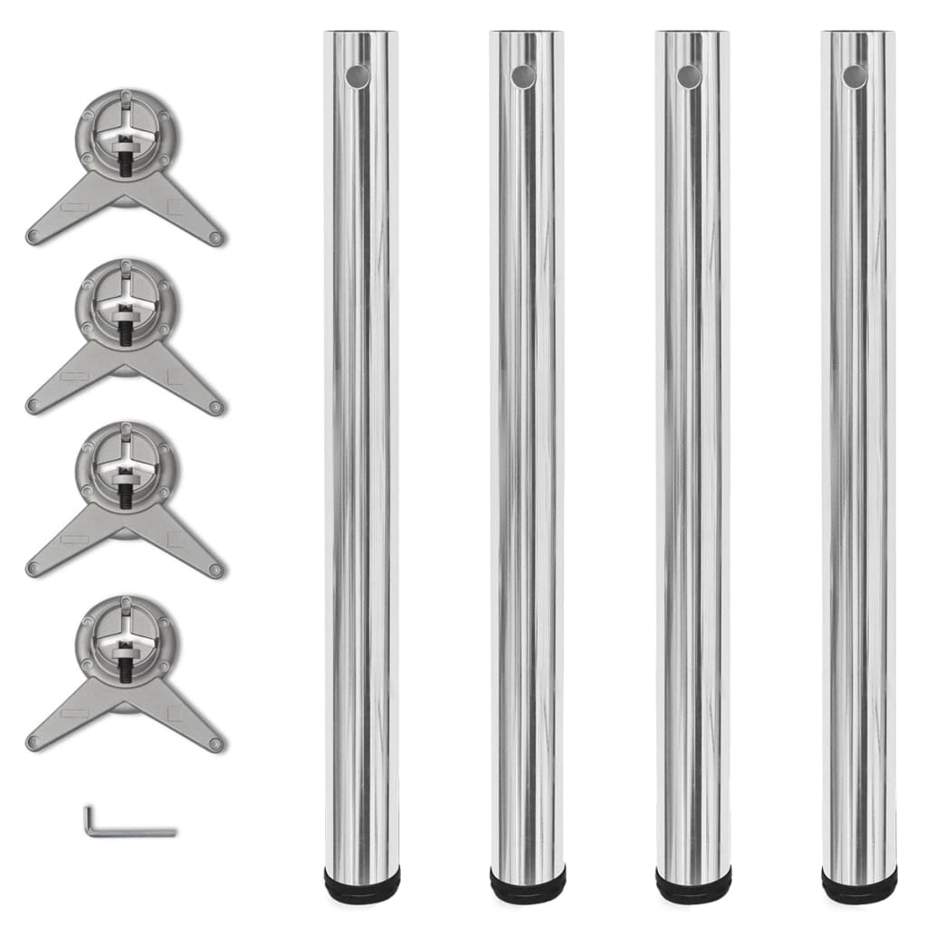 4 Pernas de mesa, altura ajustável, cromo 710 mm