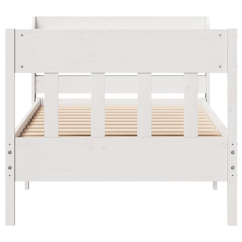Cama sem colchão 75x190 cm madeira de pinho maciça branco
