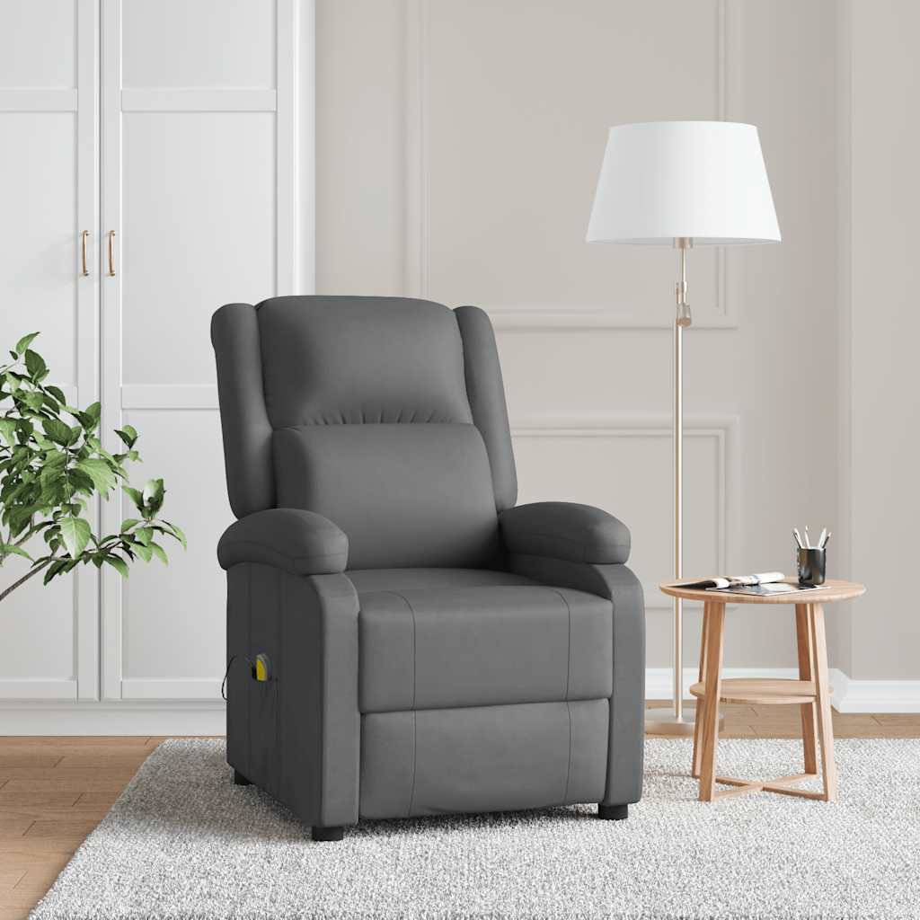 Cadeira de massagens couro artificial cinzento