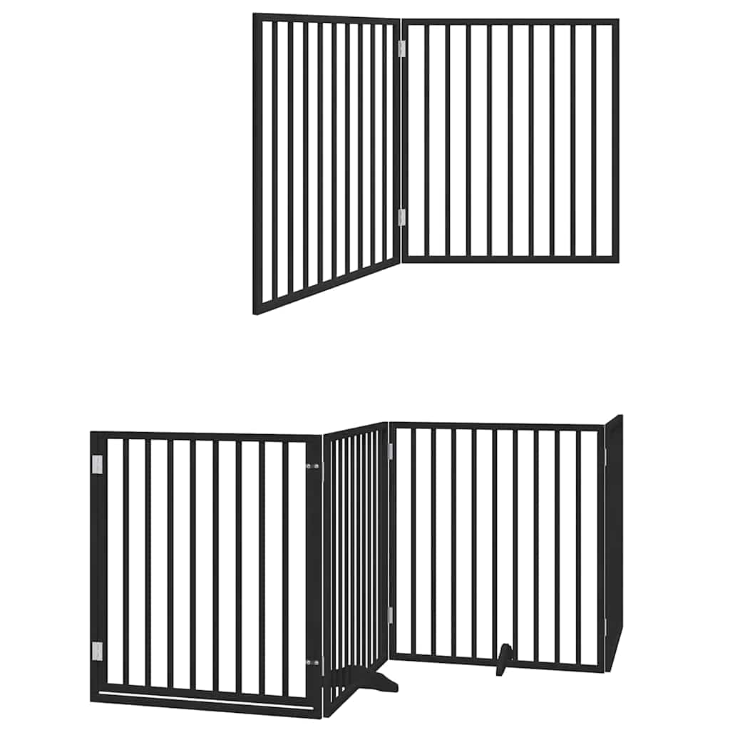 Portão p/ cães com porta dobrável 6 painéis 480 cm álamo preto