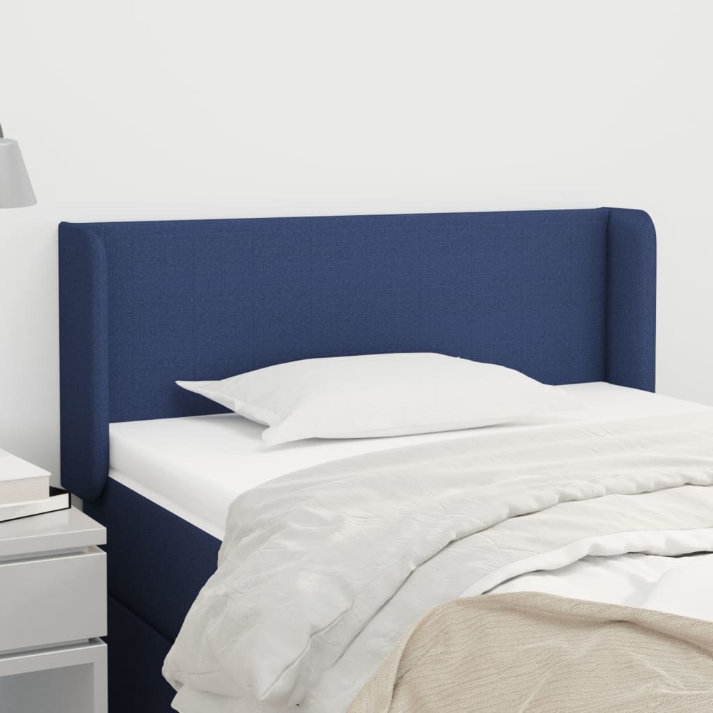 Cabeceira de cama c/ abas tecido 93x16x78/88 cm azul