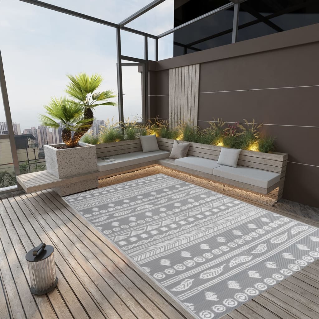 Tapete de exterior 190x290 cm arakil PP cinzento