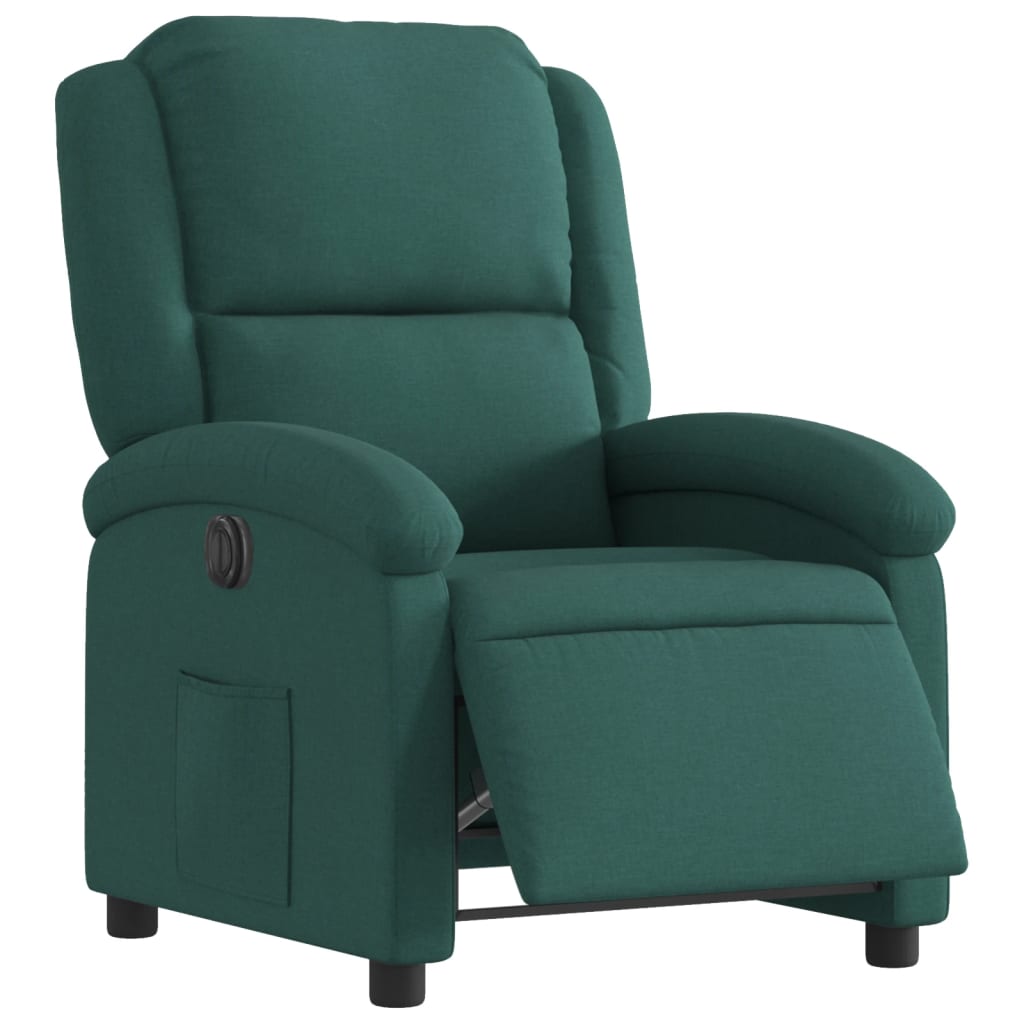 Poltrona elétrica reclinável tecido verde-escuro