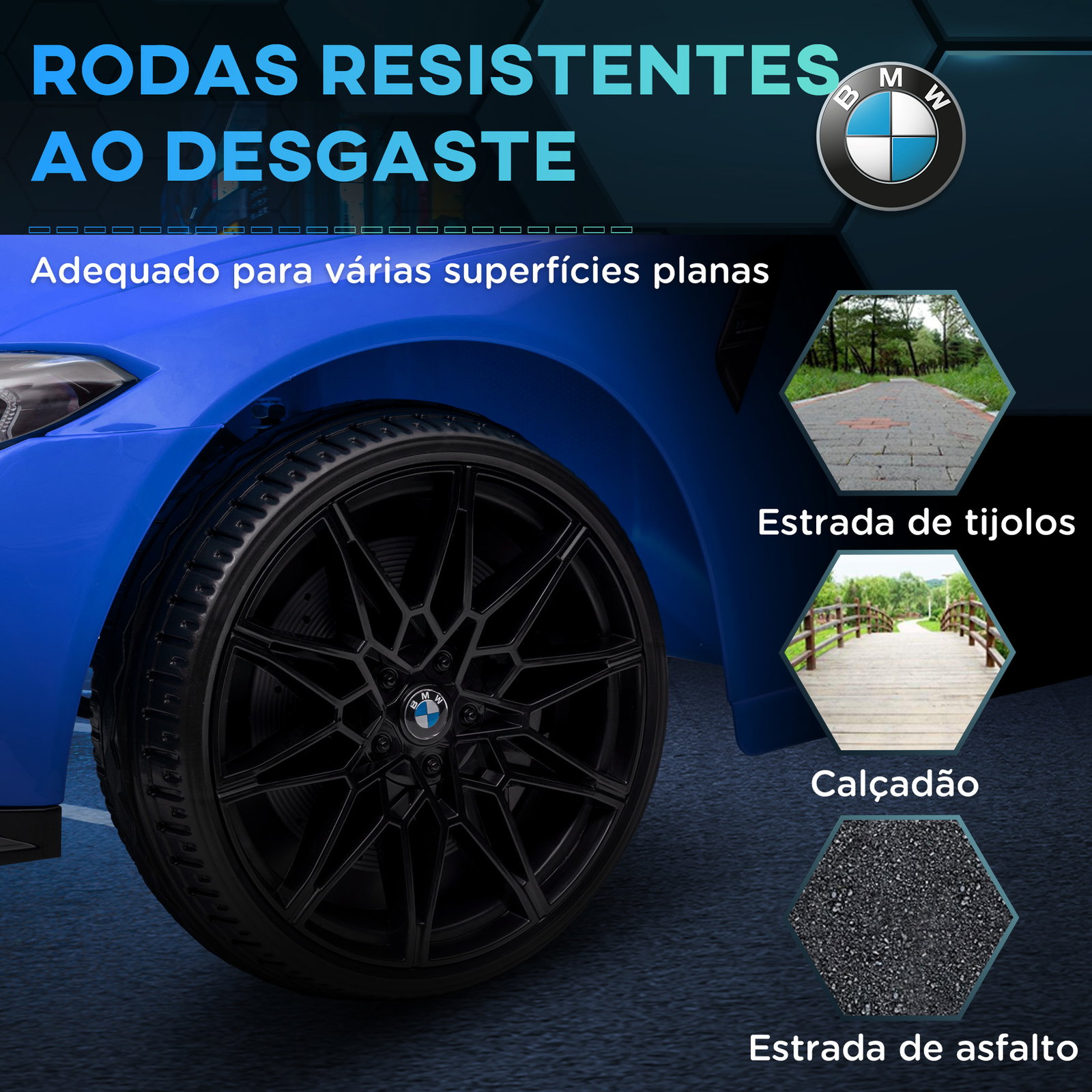 Carro elétrico para crianças bmw m4 12v com controlo remoto faróis buzina música e velocidade 3-5 km/h 108x69,5x51 cm azul