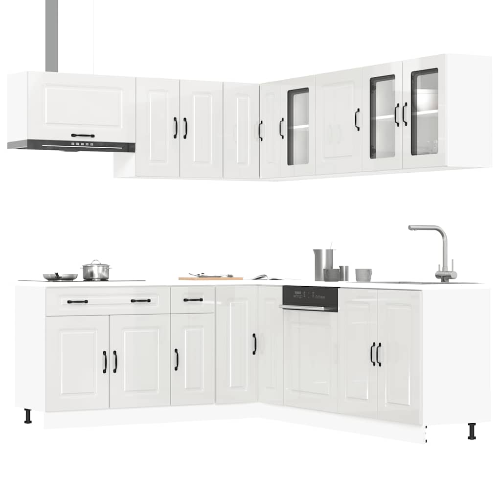 11 Peças armário de cozinha conjunto kalmar brilho branco