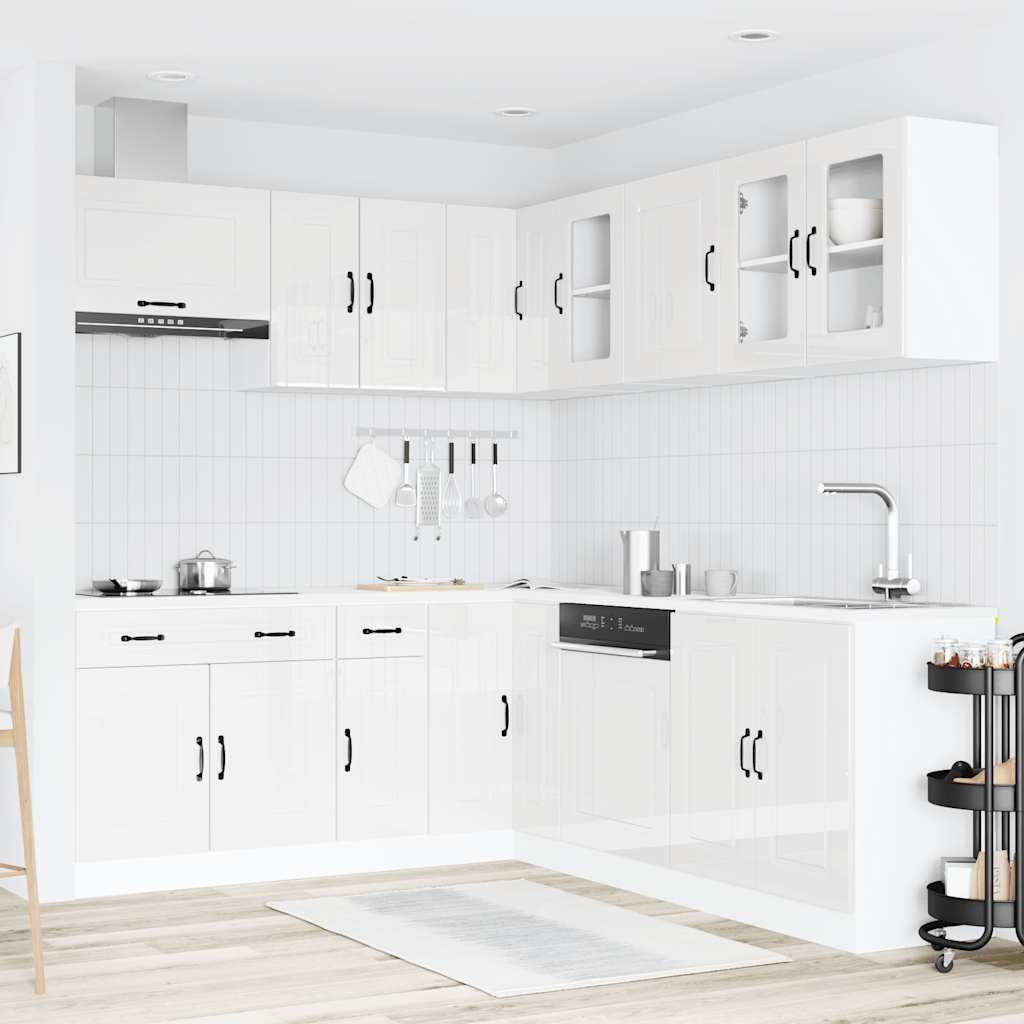 11 Peças armário de cozinha conjunto kalmar brilho branco
