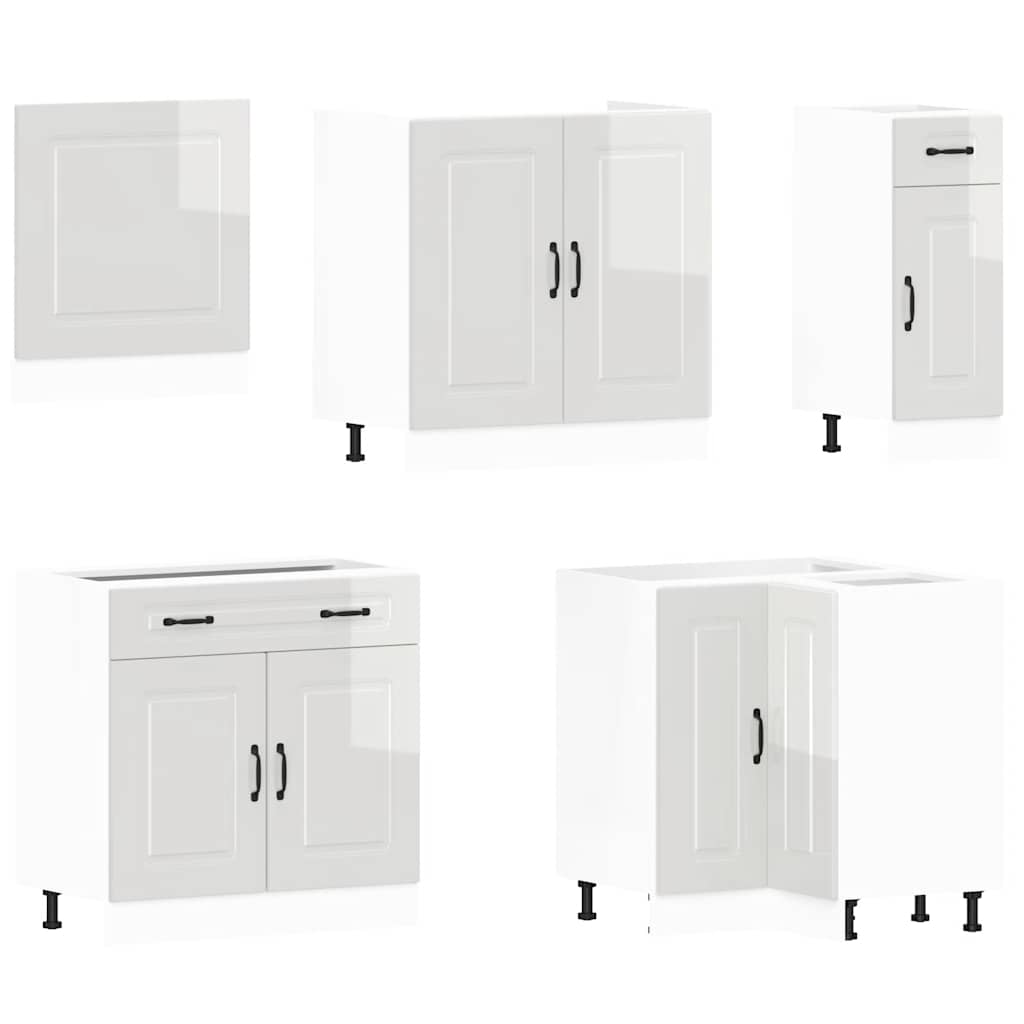 11 Peças armário de cozinha conjunto kalmar brilho branco