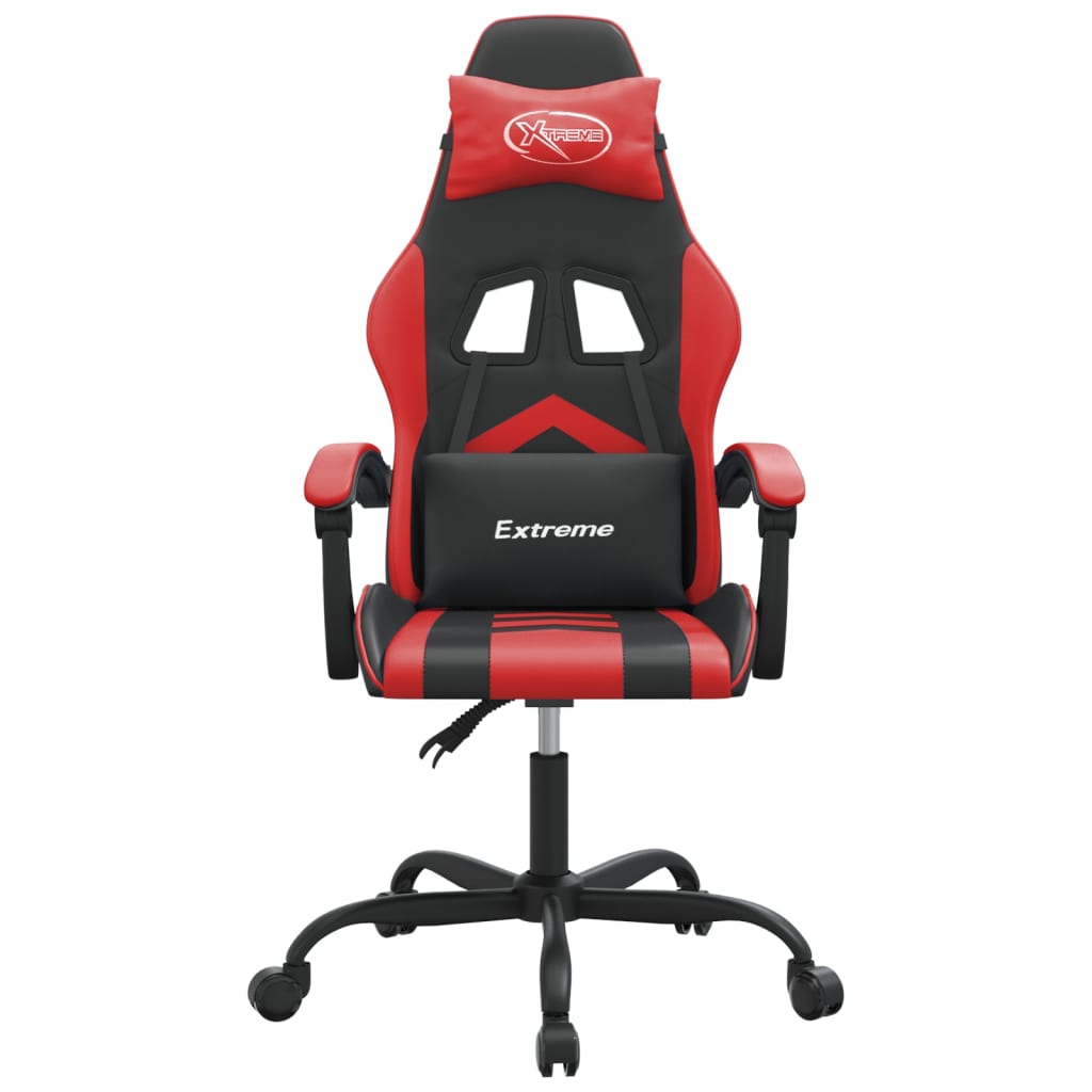 Cadeira gaming giratória couro artificial preto e vermelho
