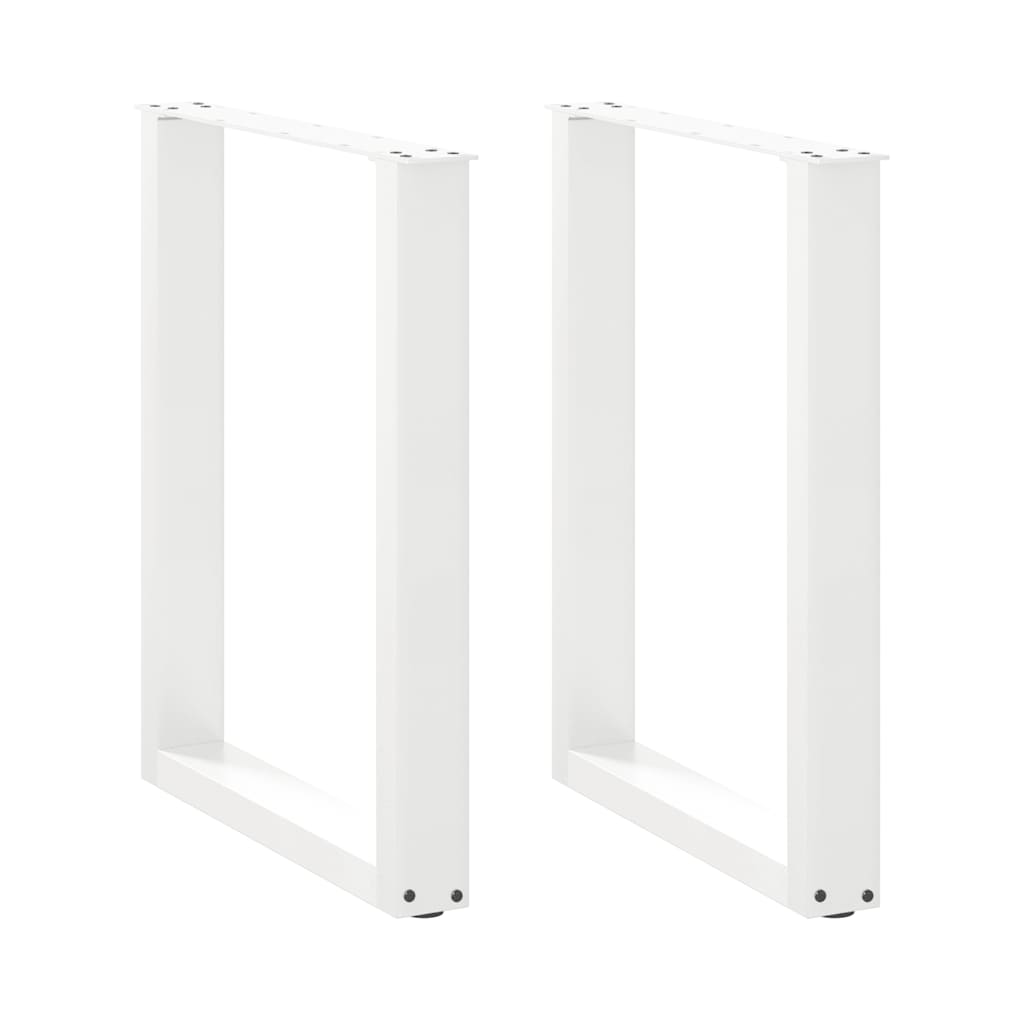 Pés de mesa de jantar em forma de u, 2 peças, branco, 70 x (72-73) cm, aço