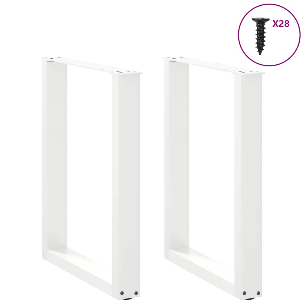 Pés de mesa de jantar em forma de u, 2 peças, branco, 70 x (72-73) cm, aço