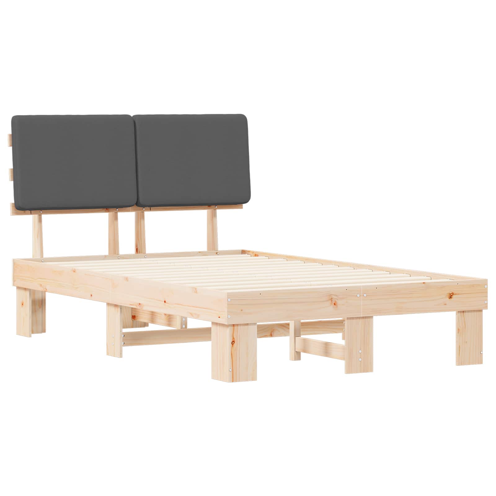 Estrutura de cama com cabeceira estofada cinza escuro