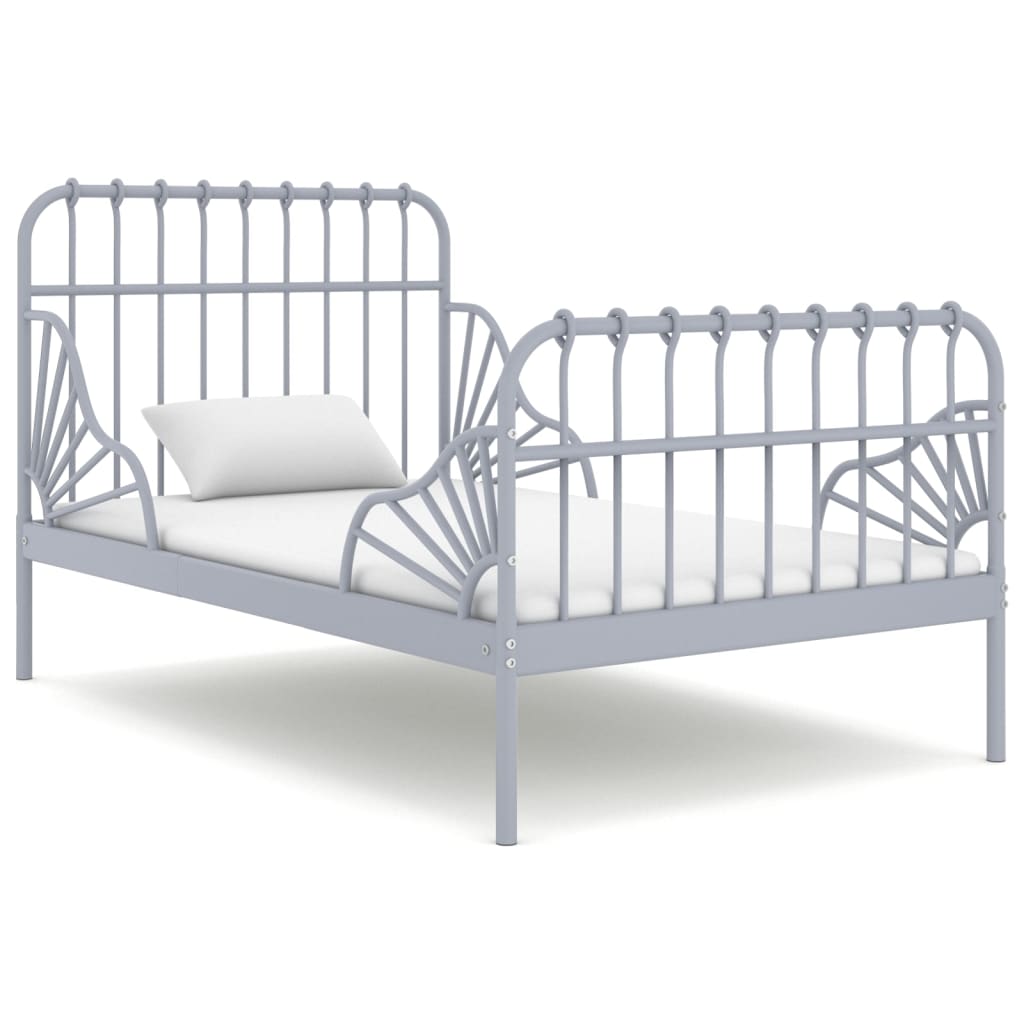 Estrutura de cama extensível em metal cinzento 80x130/200 cm