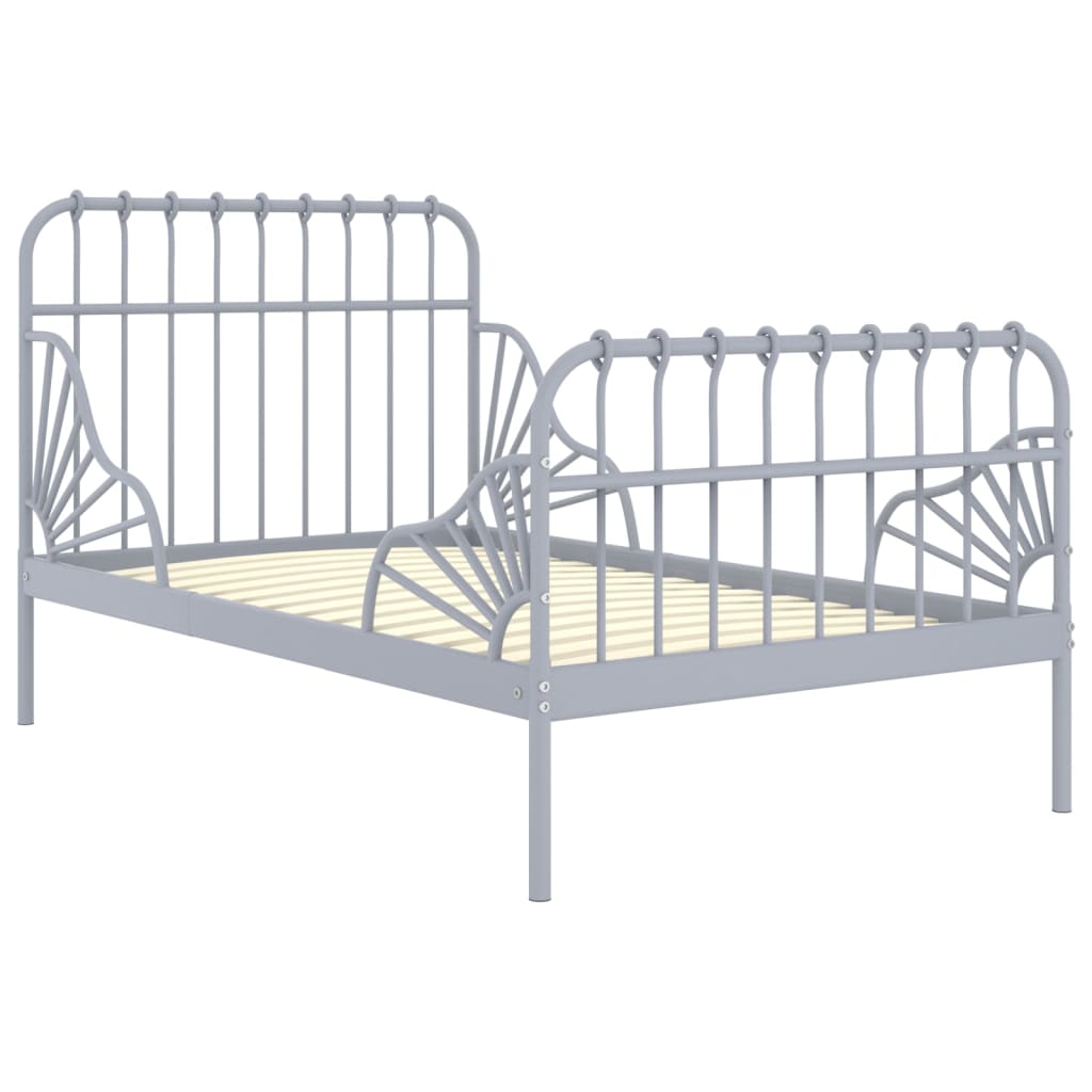 Estrutura de cama extensível em metal cinzento 80x130/200 cm