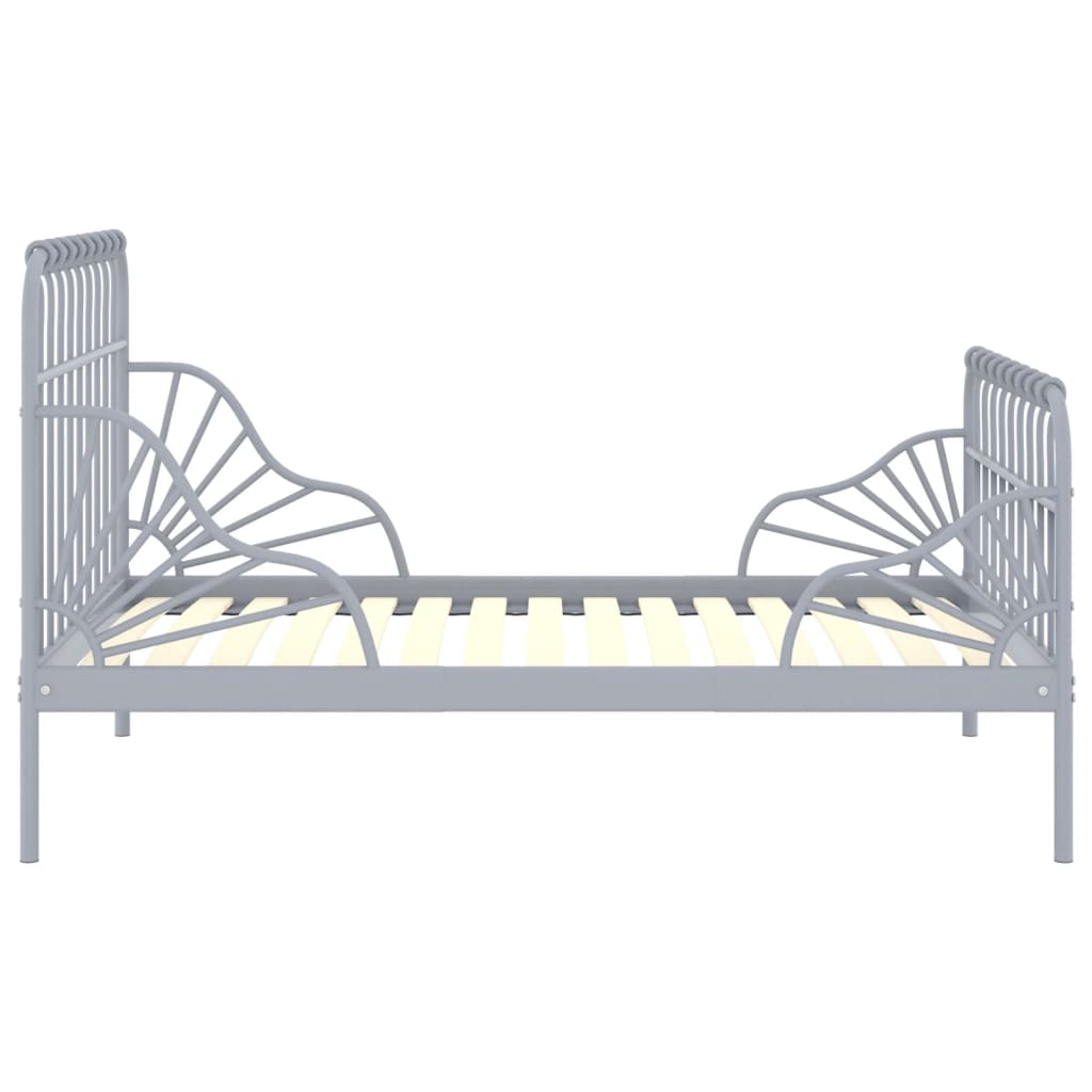 Estrutura de cama extensível em metal cinzento 80x130/200 cm