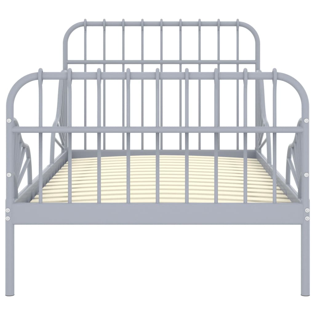 Estrutura de cama extensível em metal cinzento 80x130/200 cm