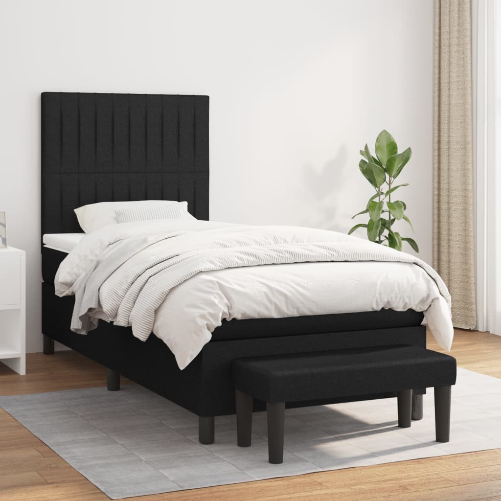 Cama com molas/colchão 80x200 cm tecido preto