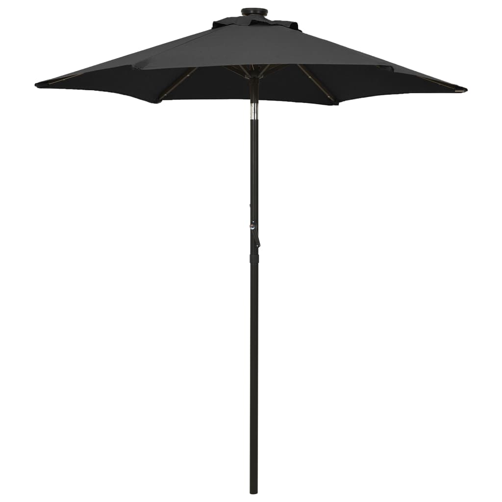Guarda-sol de jardim c/ luzes LED 200x211 cm alumínio preto